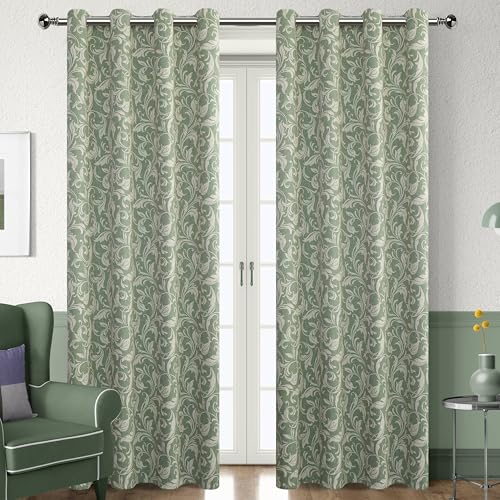 Blackout Curtains for Bedroom, Green Window Drapes 54 Inch Length for Living Room, Thermal Insulated Grommet Curtains, 2 Panels - color: Green, size: 52"W x 54"L (Pack of 2)