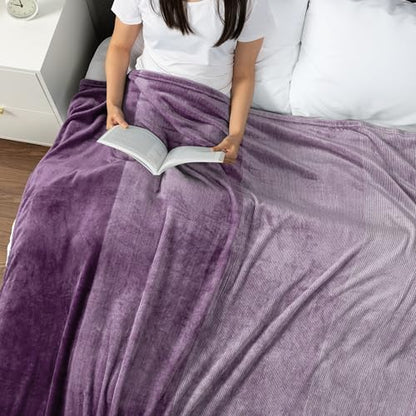 PAVILIA Purple Ombre Fleece Throw Blanket for Couch Sofa Bed, 60x80 Twin - color: Gradient - Purple, size: 60 x 80 Inches - Twin