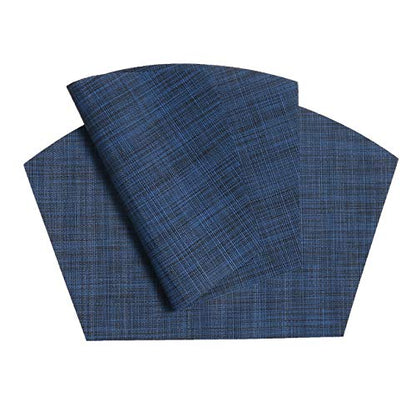 SHACOS Wedge Placemat Set of 4 Non Slip Heat Resistant Woven Vinyl Round Table Placemats Circle Table Mats Wipe Clean Indoor Outdoor (4, Blue Black) - color: Blue Black