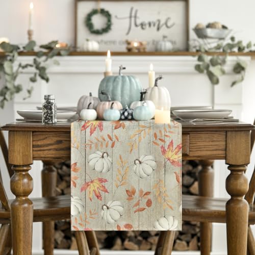 Artoid Mode 210 GSM Fall Table Runner Home Party Decor 13x90 Inch - color: Beige, size: 13" x 90", Table Runner
