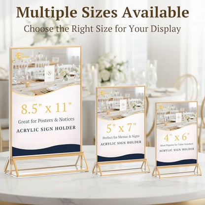 EHWINE 12 Pack Gold Acrylic Sign Holder 4x6 Double Sided Tabletop Stand