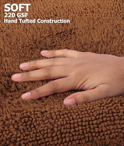 COTTON CRAFT 2 Pack Reversible Bath Mat - Soft Plush Bath Rug -17x24- Mocha - color: Mocha, size: 17x24 Inches