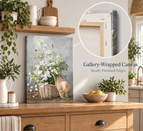 SXHANJXT Rustic Daisy Canvas Wall art - color: Daisy-Canvas, size: 24"L x 16"W