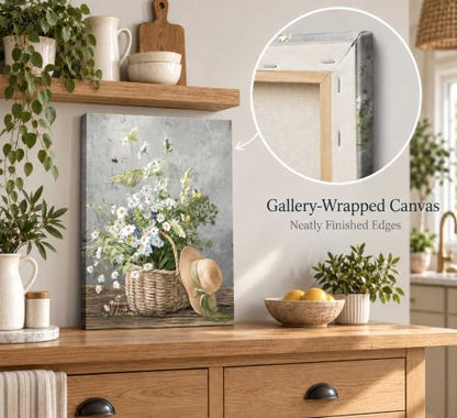 SXHANJXT Rustic Daisy Canvas Wall art - color: Daisy-Canvas, size: 16"L x 12"W