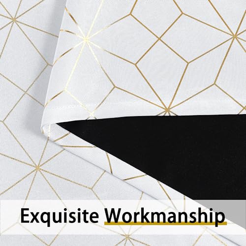Beauoop White Gold 100% Blackout Curtains for Bedroom 50x108 2 Panels - color: White/Gold, size: 50"W x 108"L (Pack of 2)