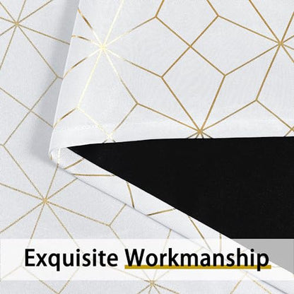 Beauoop White Gold 100% Blackout Curtains for Bedroom 50x84 2 Panels - color: White/Gold, size: 50"W x 84"L (Pack of 2)