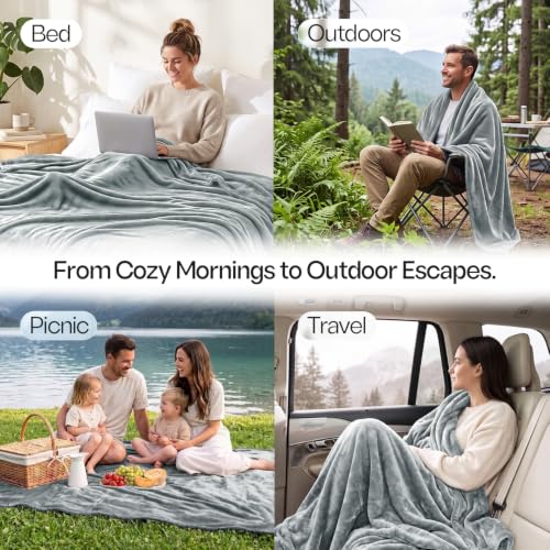 Soft Fleece Blanket for Bed King Size Cool Grey (90x102 Inch) - color: Cool Grey, size: King (90x102 Inch)