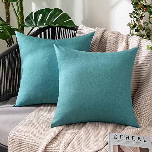 MIULEE Decorative Outdoor Pillow Covers Waterproof 16x16 Turquoise - color: Turquoise, size: 16" x 16" (Pack of 2)