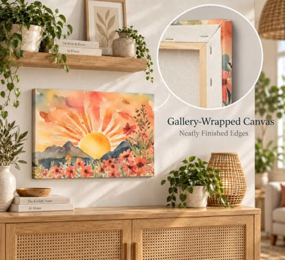 SXHANJXT Boho Sun Canvas Wall art - color: Sunrise-Canvas, size: 36"L x 24"W