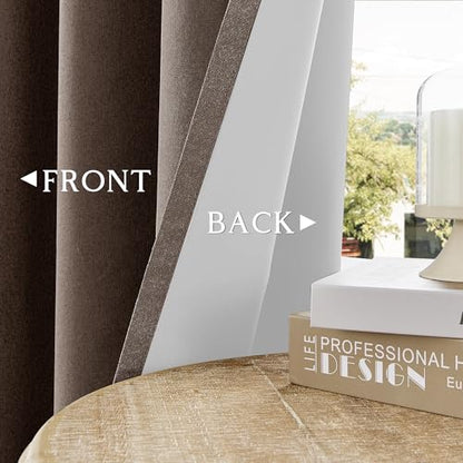 ChrisDowa Brown Blackout Curtains 45 Inches Long 2 Panels for Bedroom - color: Brown, size: 52"W x 45"L (Pack of 2)
