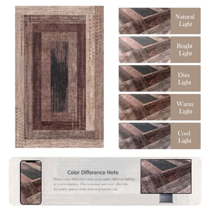 Neutral Geometric Brown 8x10 ft Large Rug for Living Room Bedroom - color: Brown, size: 8' x 10' (Rectangular)