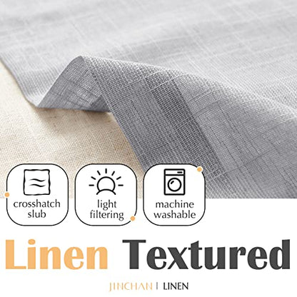 jinchan Kitchen Valance Curtain Double Layers, 50x16, 1 Panel, Grey - color: Double Layer | Grey, size: 50"W x 16"L (Pack of 1)