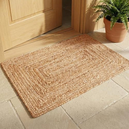 Hausattire Jute Braided Woven Kitchen Rug 2x3 Feet - Natural - color: Natural, size: 2'x3'