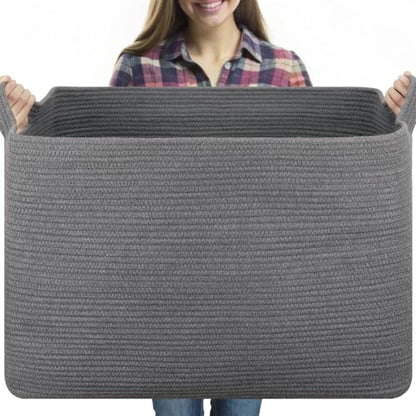 OIASKET 118L Extra Large Blanket Basket, 24.8" x 17.7" x 17.2" Woven Basket - color: Grey, size: 24.8"x17.7"x16.2"