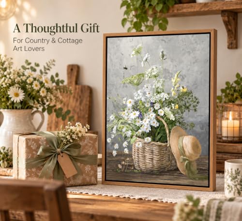 Framed Rustic Daisy Canvas Wall art - color: Daisy-Framed, size: 24"L x 16"W