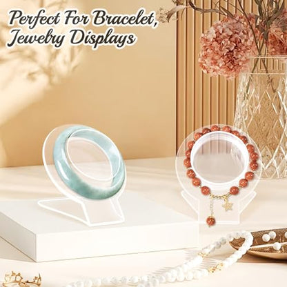 12 Pcs Acrylic Bracelet Displays Stands Clear Jewelry Display Holder Bangle Organizer Rack Bracelet Storage Showcase for Home Store