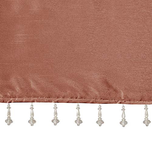 MADISON PARK Emilia Faux Silk Brick Red Valances for Windows Elegant , Rust Window Valance with Beads , 50" W X 26" L , Spice - color: Spice, size: 50"W x 26"L (Pack of 1), style: Valance
