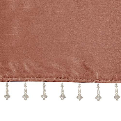 MADISON PARK Emilia Faux Silk Brick Red Valances for Windows Elegant , Rust Window Valance with Beads , 50" W X 26" L , Spice - color: Spice, size: 50"W x 26"L (Pack of 1), style: Valance