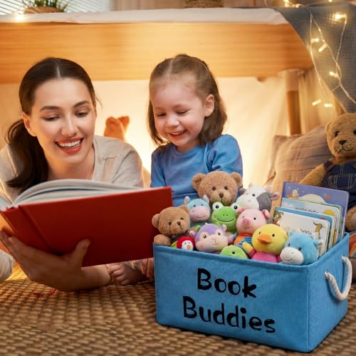 Marsui 1 Pcs Book Buddies Storage Basket for Classroom Library Organizer - color: White Brown, size: Book Buddies