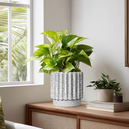 Ceramicfor Ceramic Planter, 7.6 Inch, Black and White - color: Black and White, size: 7.6 Inch