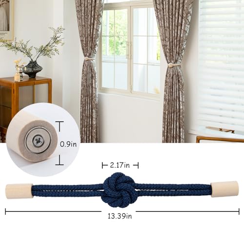 Magnetic Curtain Tiebacks Holdbacks Rope Curtain Tie Backs Outdoor Contoeey - color: Navy