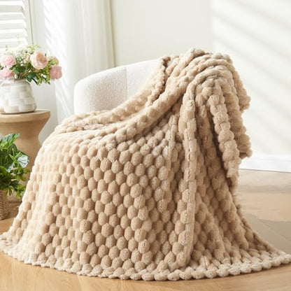 NEWCOSPLAY Fleece Clouds Cozy Throw Blanket for Couch, Brown, 50"x60" - color: Brown, size: Throw(50"x60")