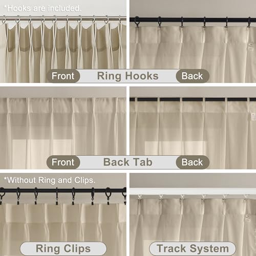 WEST LAKE 90 Inches Long Khaki Pinch Pleated Sheer Curtains for Bedroom Living Room,Plaza Taupe Rustic Textured Drapes with Backtabs,Farmhouse Airy Window Treatment,Custom Multi Sizes,58" Wx90 Lx2 - color: Plaza Taupe, size: 58"W x 90"L (Pack of 2)