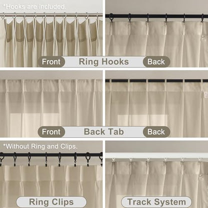WEST LAKE 90 Inches Long Khaki Pinch Pleated Sheer Curtains for Bedroom Living Room,Plaza Taupe Rustic Textured Drapes with Backtabs,Farmhouse Airy Window Treatment,Custom Multi Sizes,58" Wx90 Lx2 - color: Plaza Taupe, size: 58"W x 90"L (Pack of 2)