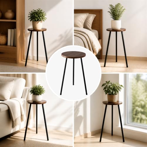 Lawn Social Tall Plant Stand Indoor, 20" Wood Metal Pedestal, Walnut - color: Walnut