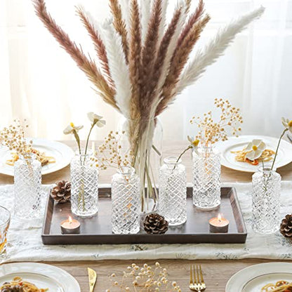 ComSaf Small Glass Bud Vases in Bulk, 6 Pack for Centerpieces, Clear - color: Clear, size: 6 Pcs
