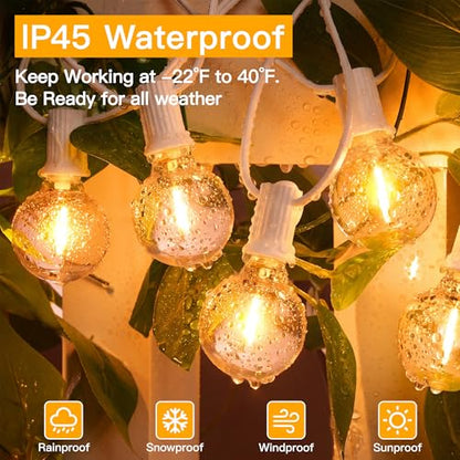 Ollny Outdoor String Lights, 100FT LED Patio Lights Waterproof White Wire - color: White Wire, size: 100FT-Warm White