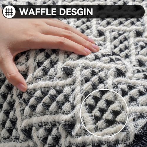 Waffle Bath Mat, Extra Soft Boho Bathroom Rugs, 20x32 Black - color: Black, size: 20" x 32"