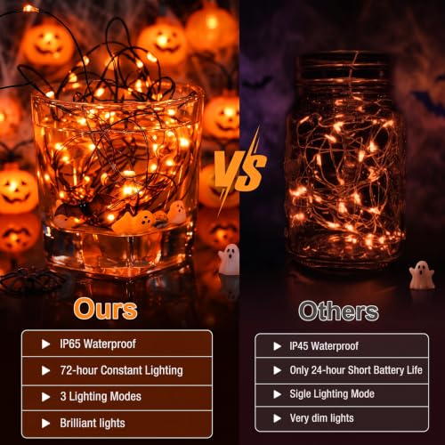 6Pack Halloween Orange Fairy Lights, - color: Orange, size: 6 Pack