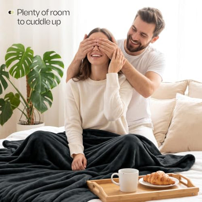 Soft Fleece Blanket for Bed Queen Size Black (90x90 Inch) - color: Black, size: Queen (90x90 Inch)
