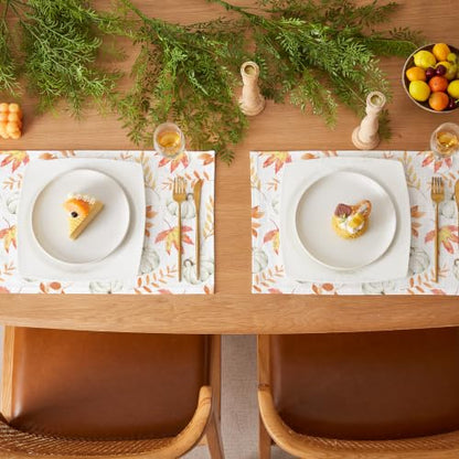 QIYI Fall Placemats Set of 6, 12"x18" Linen Place Mats, Maple Pumpkins - color: Maple Pumpkins, size: Set of 6