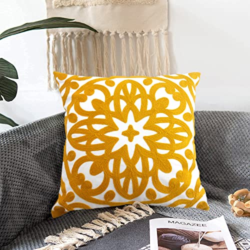 Alysheer Embroidered Decorative Throw Pillow Cover 20"x 20", 1pc Mustard - color: Gold, size: 20" x 20" (Pack of 1)