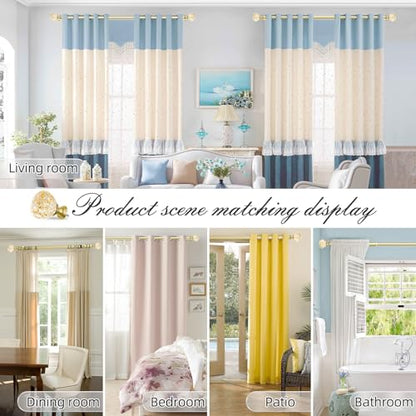 Gold Double Curtain Rod 66-120 Inch Heavy Duty Foil Resin Finial - color: gold, size: 66-120"