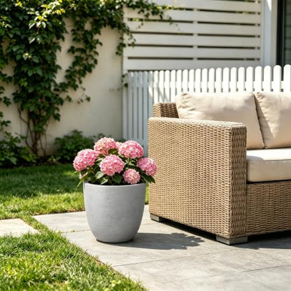Kante Pale Gray Concrete Planter 10" Dia All-Weather Round Small Pot - color: Concrete Gray, size: 10-Inch Dia