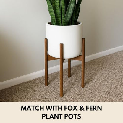 Fox & Fern Large Adjustable Plant Stand Indoor, Bamboo Stand, 8 - 12 Inch - color: Polished Bamboo, size: 8 - 12 Inch