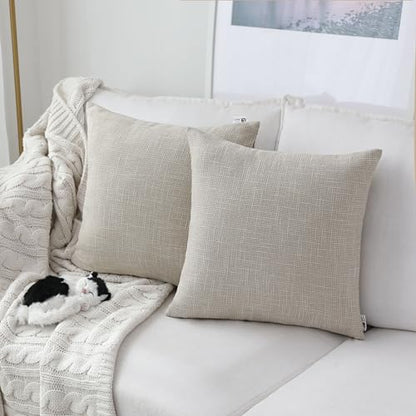 Kevin Textile Simple Linen Pillow Covers Nordic Stars Soft Cushion Case with Hidden Zipper, 2 Pc, 16"x16", Light Beige - color: Light Beige, size: 16" x 16" (Pack of 2)