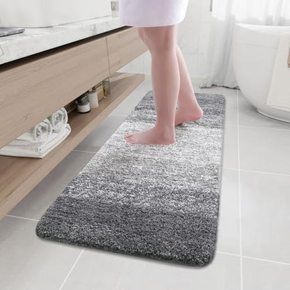 Arotive Microfiber Bathroom Rugs, Shaggy Soft Absorbent Bath Rug, 59x17 - color: Grey, size: 59" X 17"