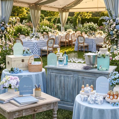 Weysat 4 Pcs Dusty Blue Acrylic Wedding Signs for Ceremony Reception - color: Dusty Blue
