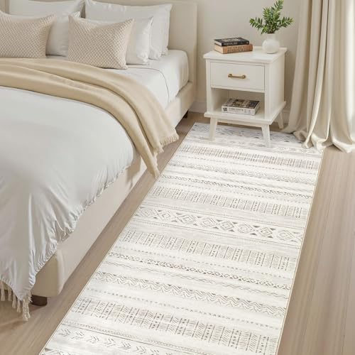 cotiled Hallway 3x10 Runner Rugs Washable Boho Rug Brown Cream - color: Light Brown/Cream, size: 3' x 12' (Runner)