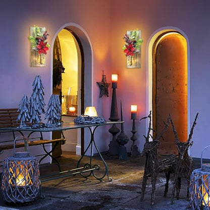 Mason Jar Sconce Decor Rustic Wall Sconces Christmas Wall Art Hanging - color: Rose+Dark Grey Board