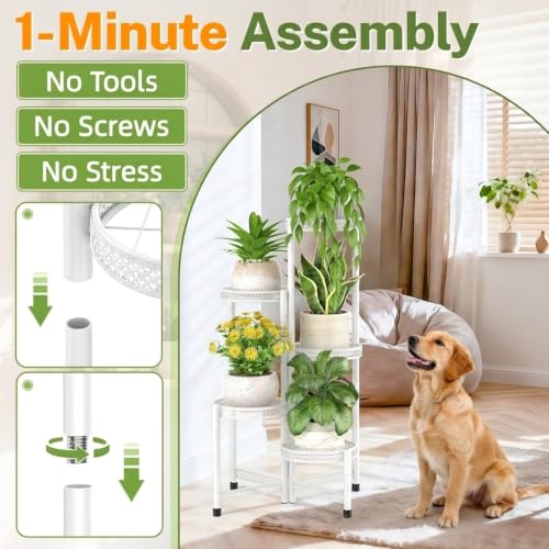 iDavosic.ly Plant Stand Indoor Outdoor, 5 Tier Iron Corner Shelf, White - color: ['Black', 'White'], size: 5 Tiers