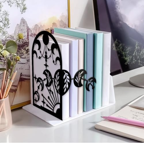 Peacoblue 5.5"x4.3"x8.3" Metal Bookends, Heavy Duty Book Ends for Shelves - style: Moon Phases