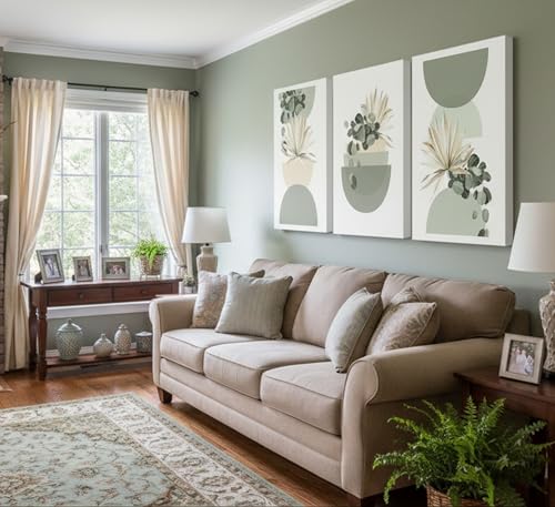 LAJDXSX 3 Pcs Neutral Abstract Boho Canvas Wall Art - color: Sage, size: 12x16in-Canvas
