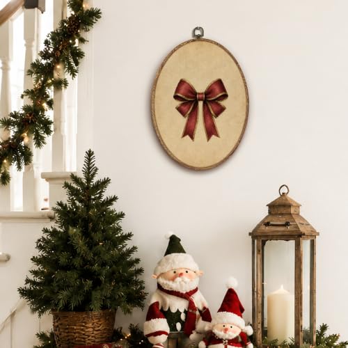 Yorhifa Coquette Red Bow Christmas Framed Wall Art 8.5x11.5in - color: Red Bow