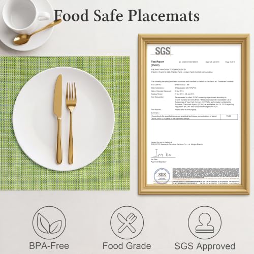 HOOMIL Placemats Set of 6, Heat Resistant, Green - color: Green, size: Set of 6