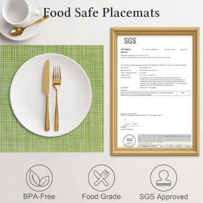 HOOMIL Placemats Set of 6, Heat Resistant, Green - color: Green, size: Set of 6